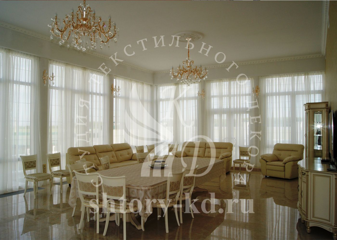 Дизайн и пошив штор в гостиную на заказ в Москве и Московской области