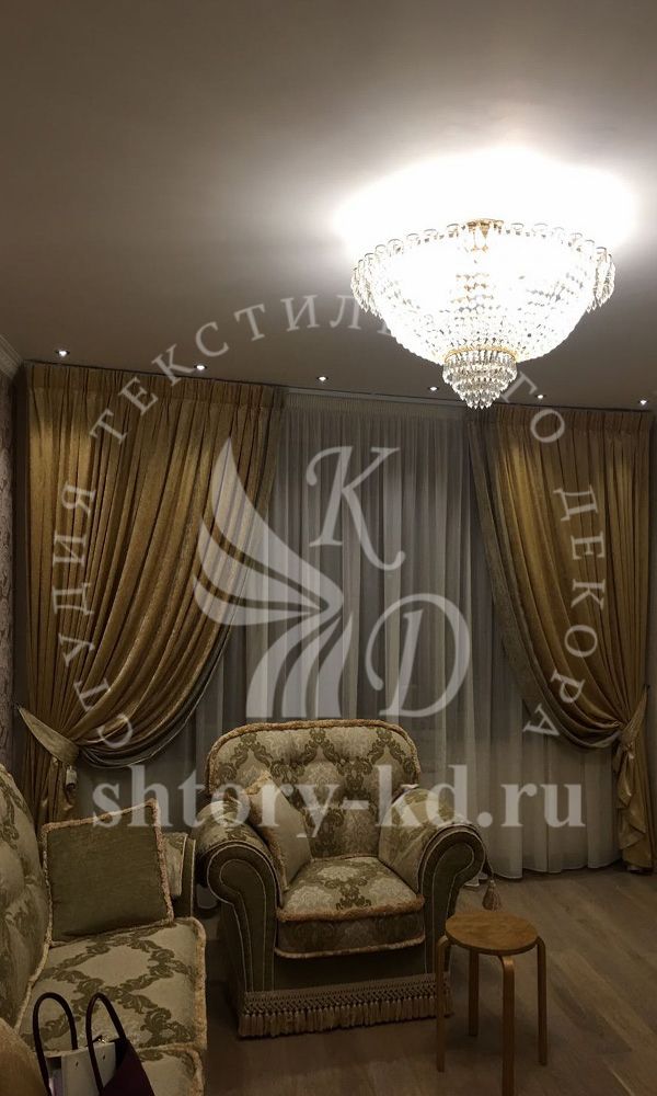 Дизайн и пошив штор в гостиную на заказ в Москве и Московской области
